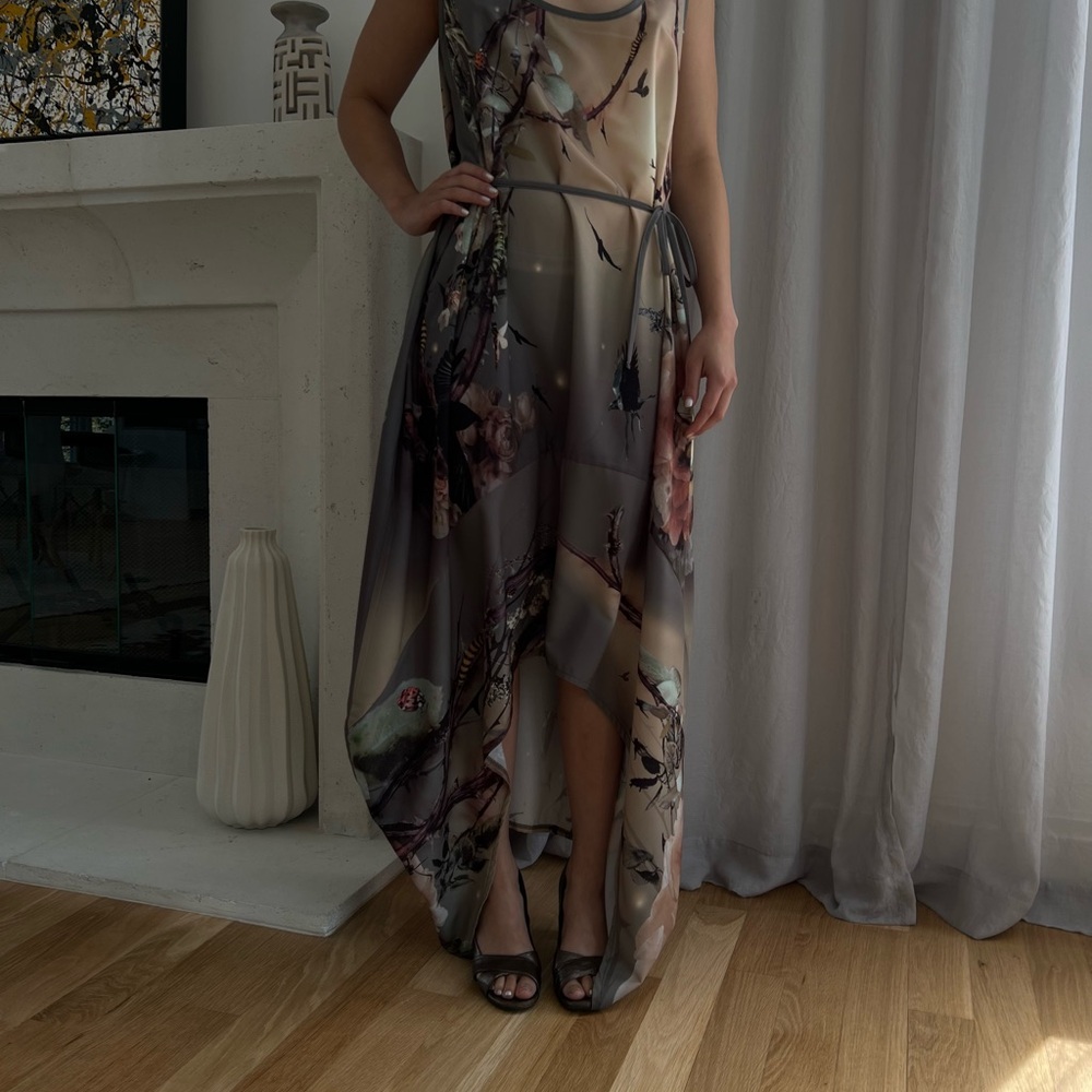 Bolongaro Trevor Gray Floral Dress size small-medium - Picture 3 of 8